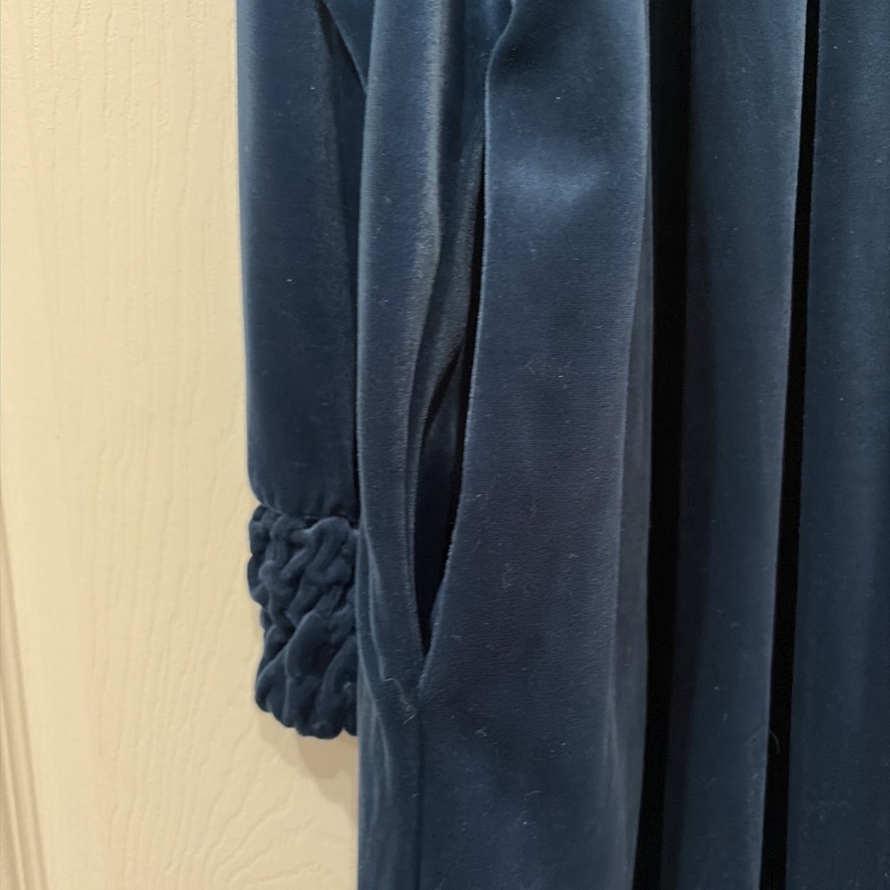 Vintage Delicates Velour Robe Women's Size XL Turquoise Textured Housecoat - Picture 8 of 12